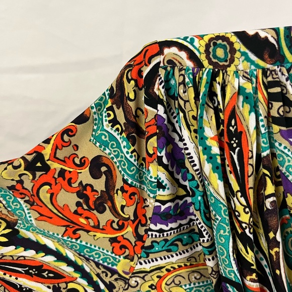 Boston Proper Printed Vibrant V-Neck Leg Slit Twist Front Maxi Dress- Size 4 - Picture 5 of 8